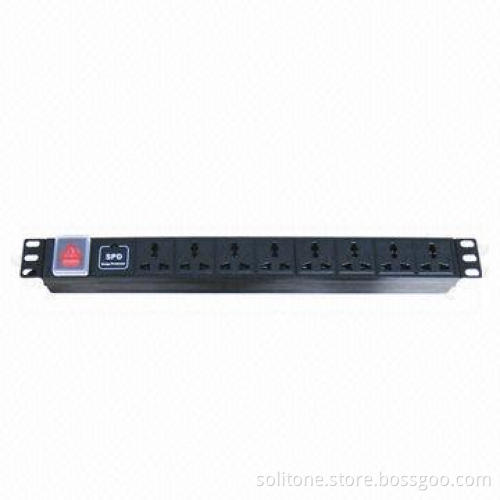 PDU, Universal Plug Socket, 8-way Socket, 10A,19-inch Network Cabinet Sized 1.5U